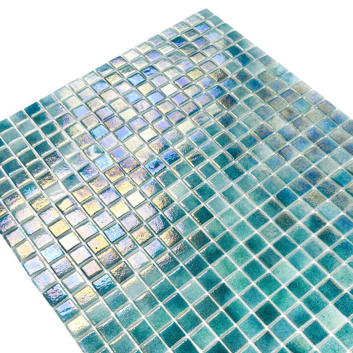 European Mosaic Series  Green Iridescent Recycled Glass Mosaic