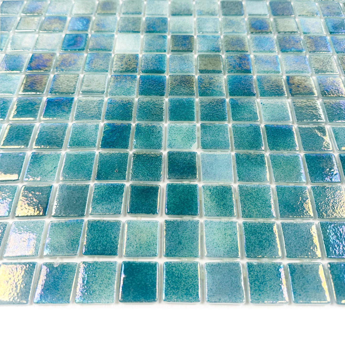 European Mosaic Series  Green Iridescent Recycled Glass Mosaic