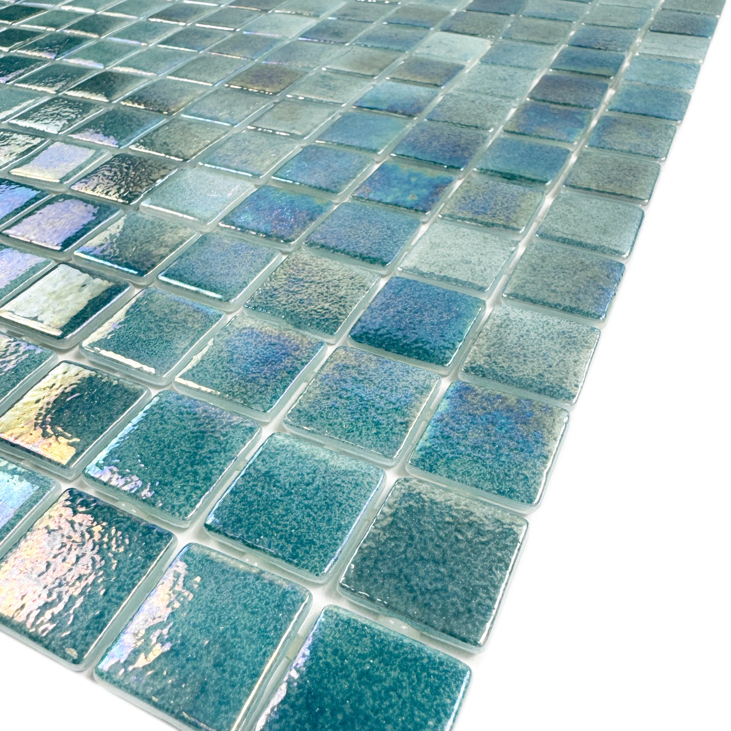 European Mosaic Series  Green Iridescent Recycled Glass Mosaic