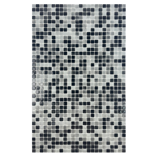 European Mosaic Series  Light Grey & Black White Mixed Iridescent Recycled Glass Mosaic