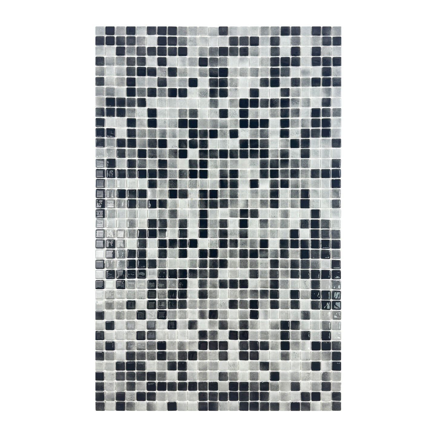 European Mosaic Series  Light Grey & Black White Mixed Iridescent Recycled Glass Mosaic