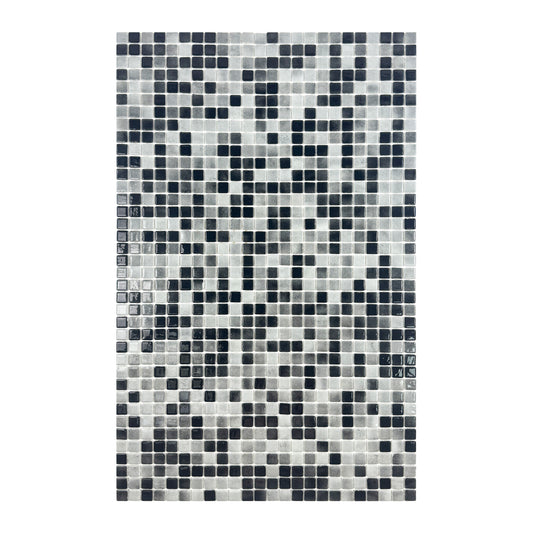 European Mosaic Series  Light Grey & Black White Mixed Iridescent Recycled Glass Mosaic