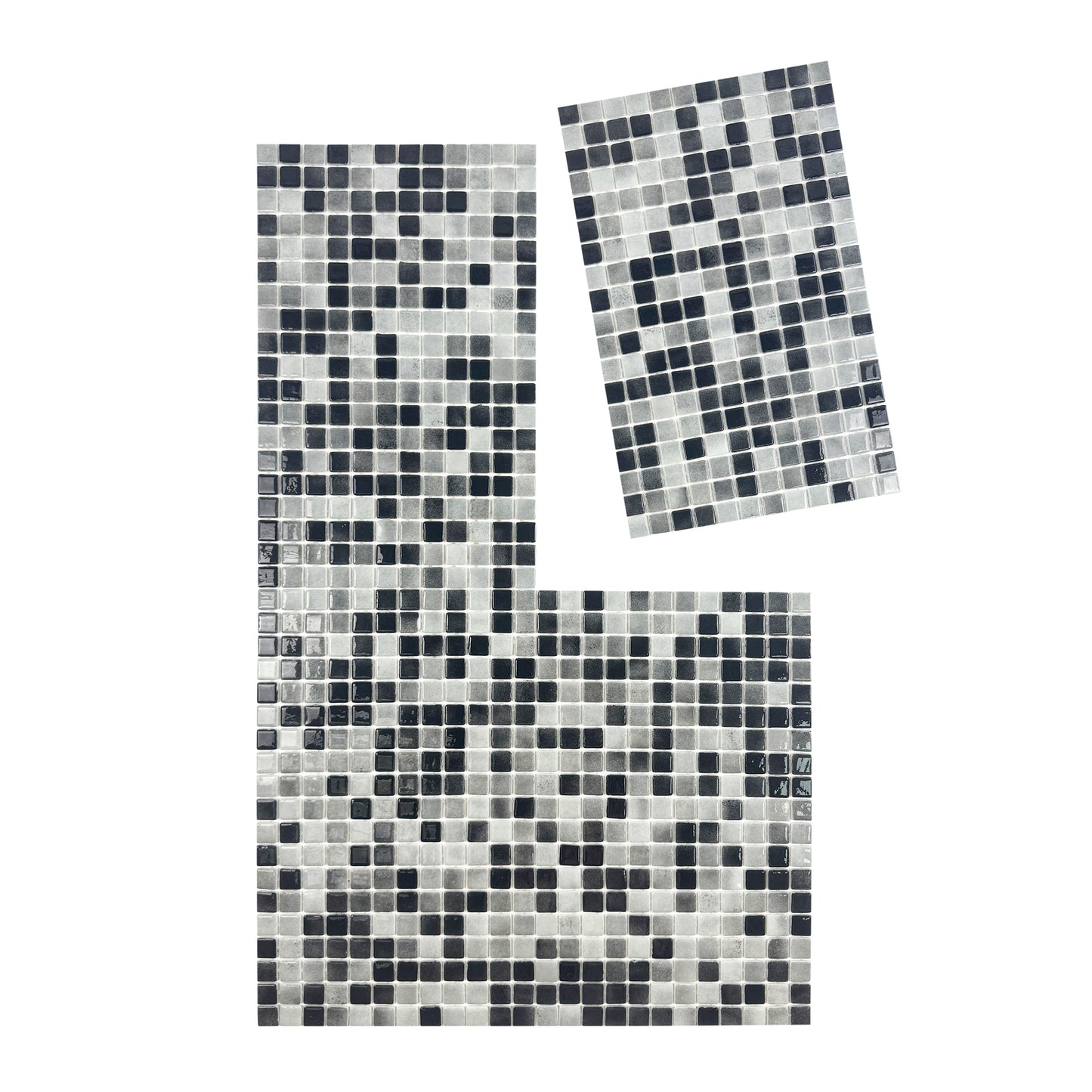 European Mosaic Series  Light Grey & Black White Mixed Iridescent Recycled Glass Mosaic