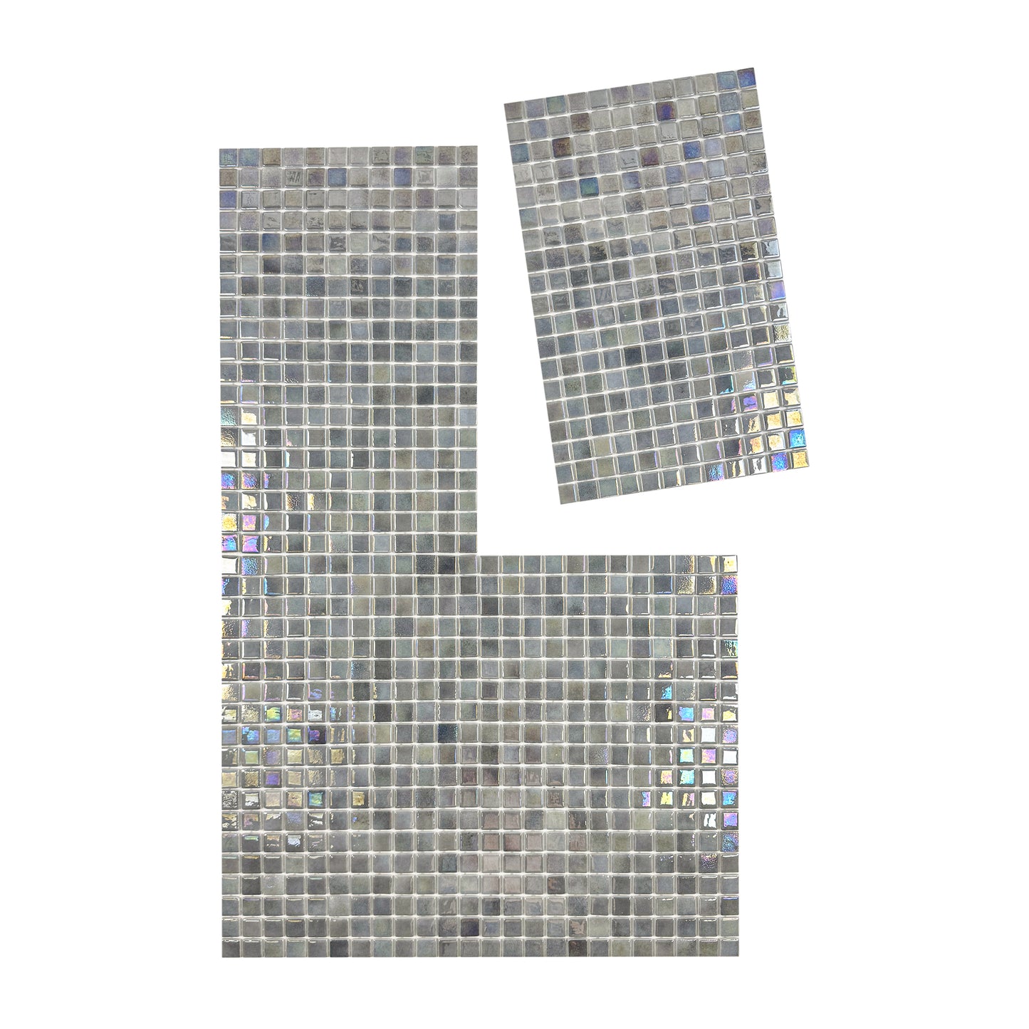 European Mosaic Series  Light Grey Iridescent Recycled Glass Mosaic