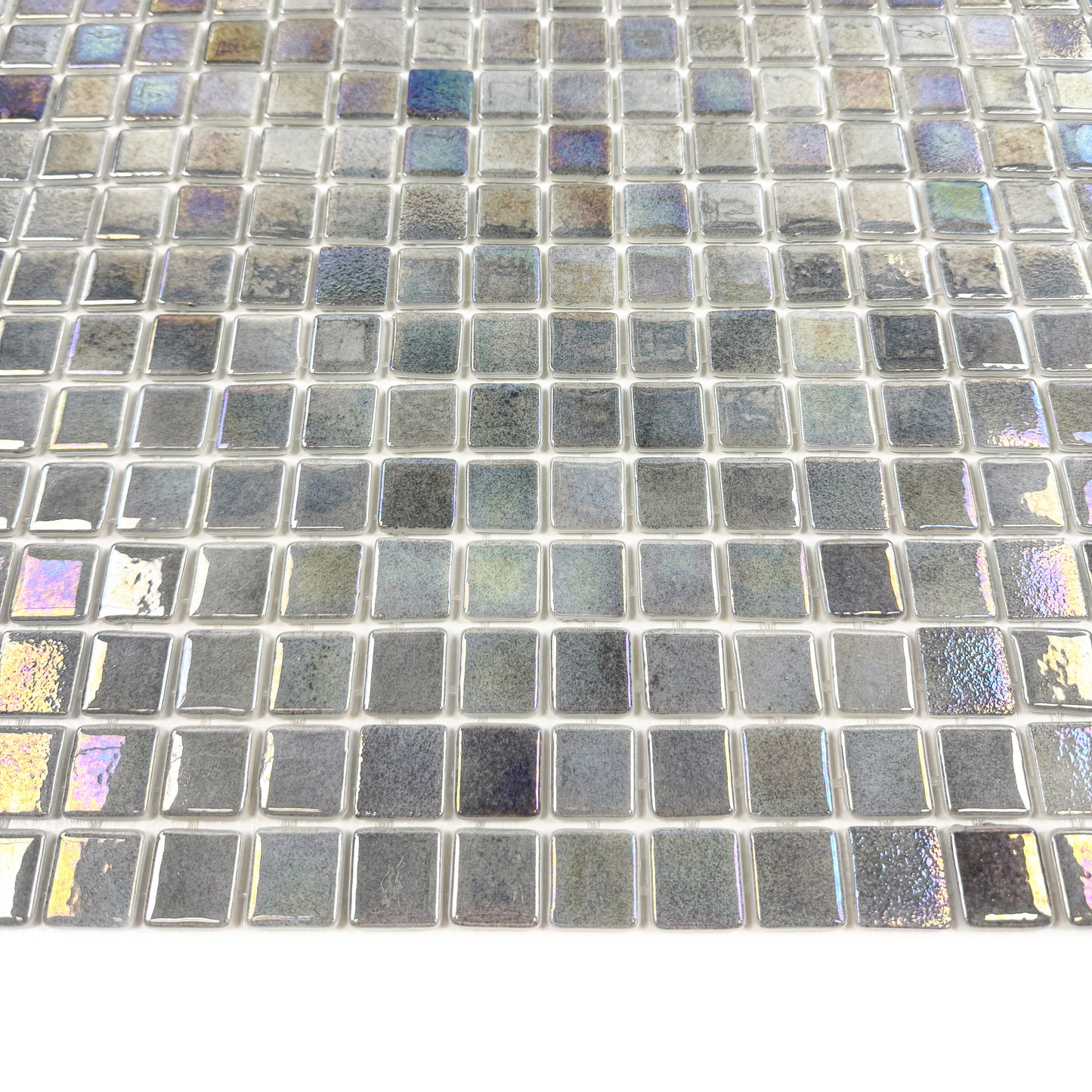European Mosaic Series  Light Grey Iridescent Recycled Glass Mosaic