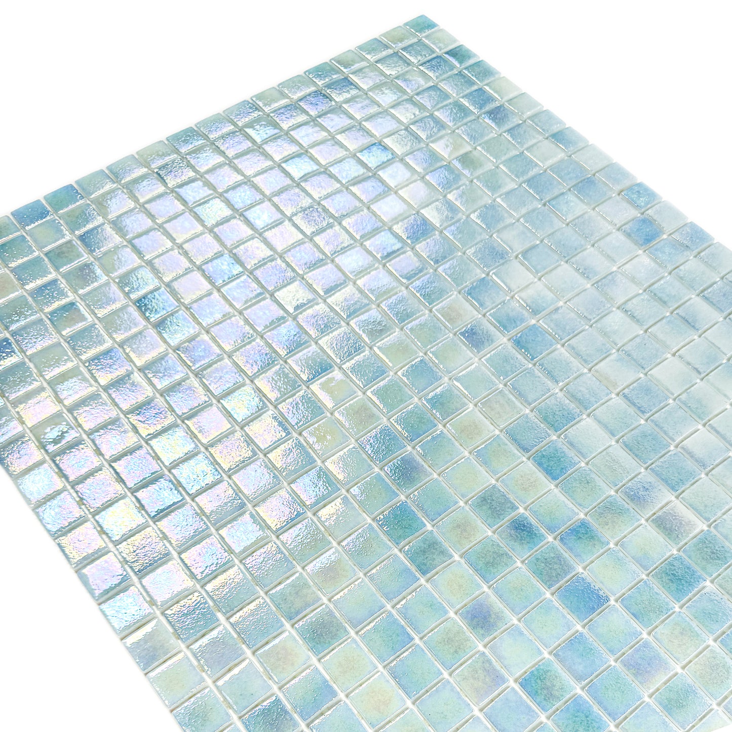 European Mosaic Series  Sky Blue Iridescent Recycled Glass Mosaic