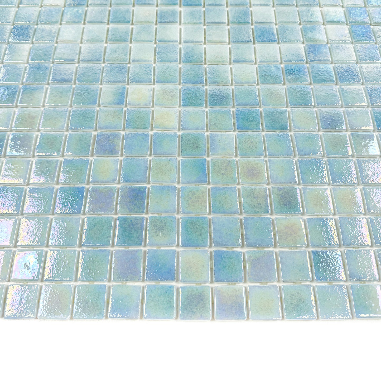 European Mosaic Series  Sky Blue Iridescent Recycled Glass Mosaic