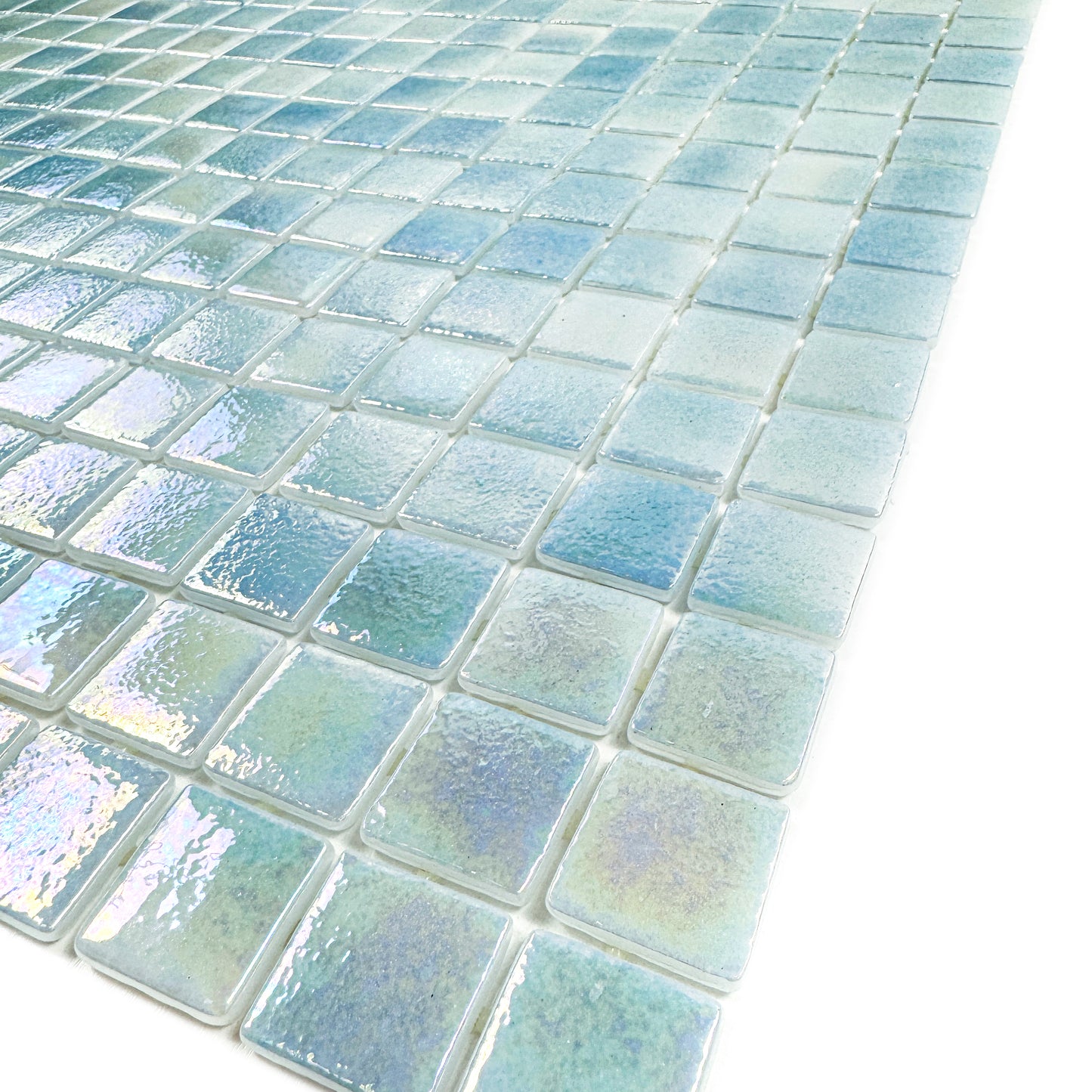 European Mosaic Series  Sky Blue Iridescent Recycled Glass Mosaic