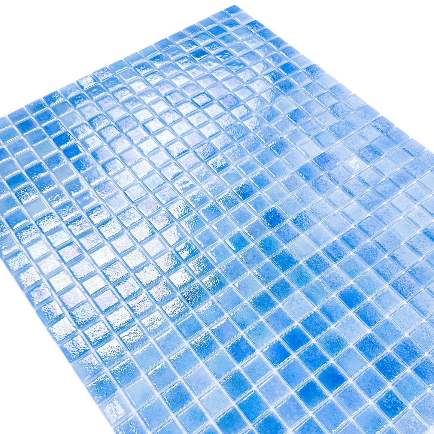 European Mosaic Series  Teal Blue Iridescent Recycled Glass Mosaic