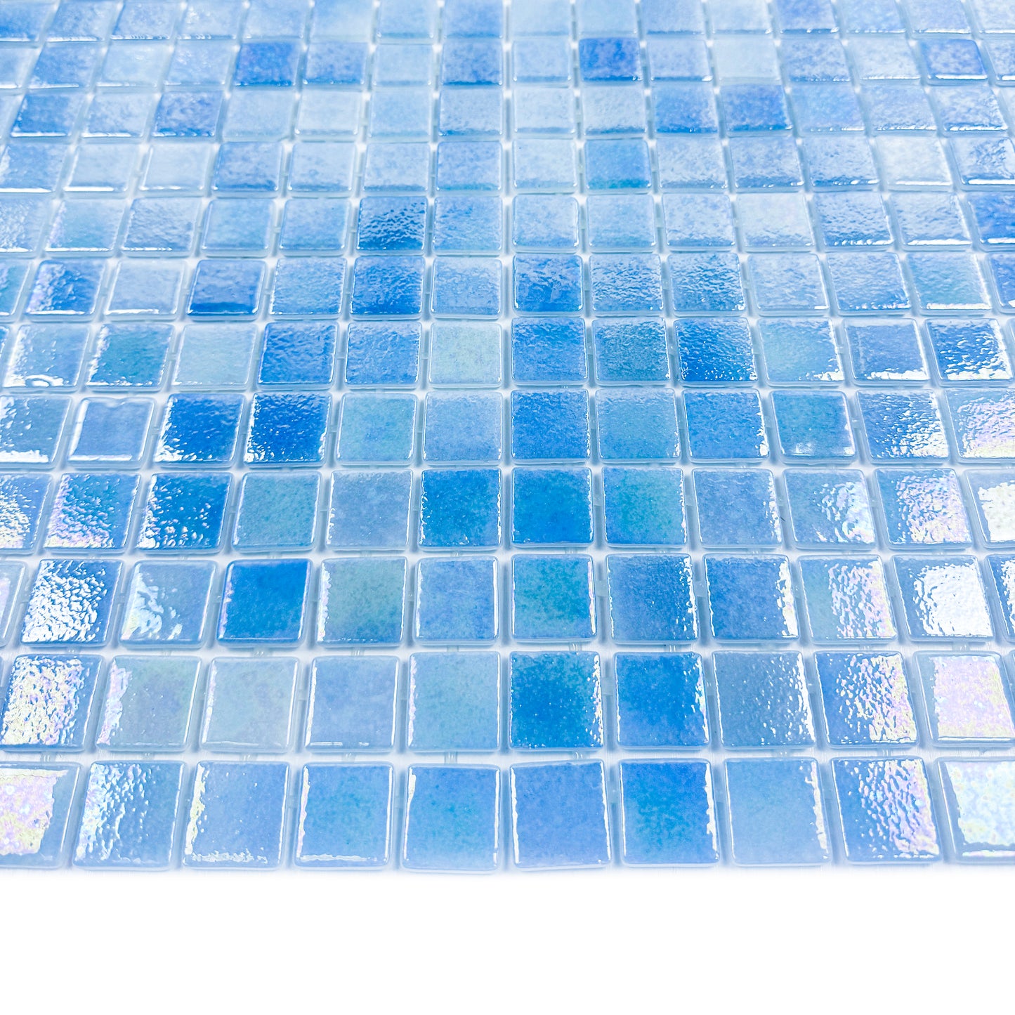 European Mosaic Series  Teal Blue Iridescent Recycled Glass Mosaic