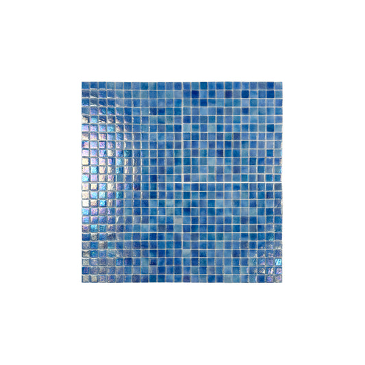 European Mosaic Series  Teal Blue Iridescent Recycled Glass Mosaic