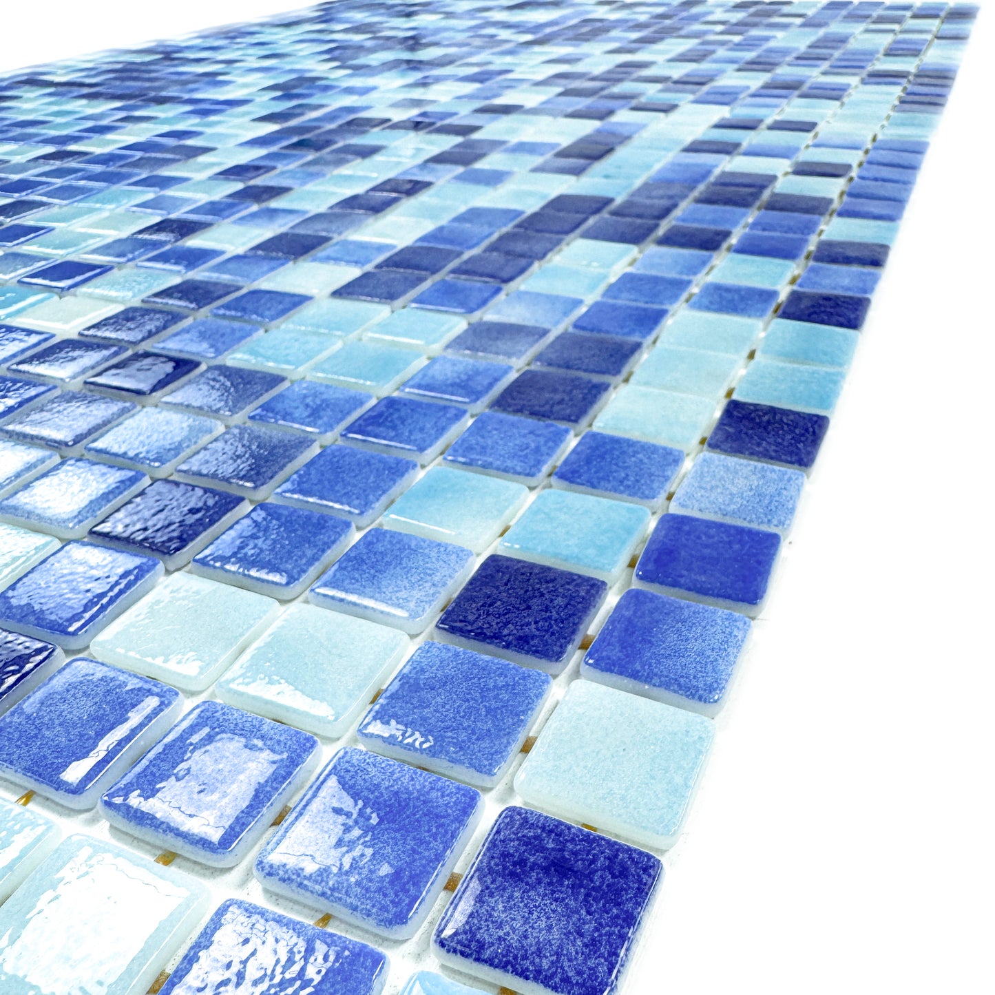 European Mosaic Series Light Blue & Baby Blue &Navy Blue & Midnight Blue Mixed Recycled Glass Mosaic