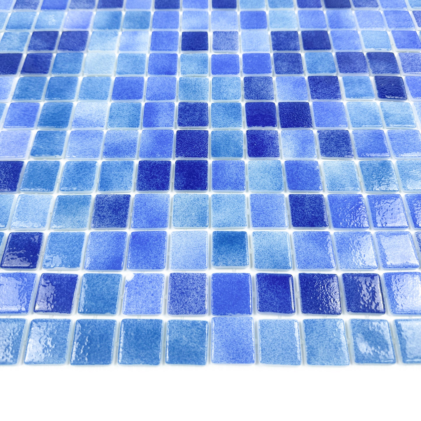 European Mosaic Series Sky Blue & Riental Blue &Prussian Blue Mixed Recycled Glass Mosaic