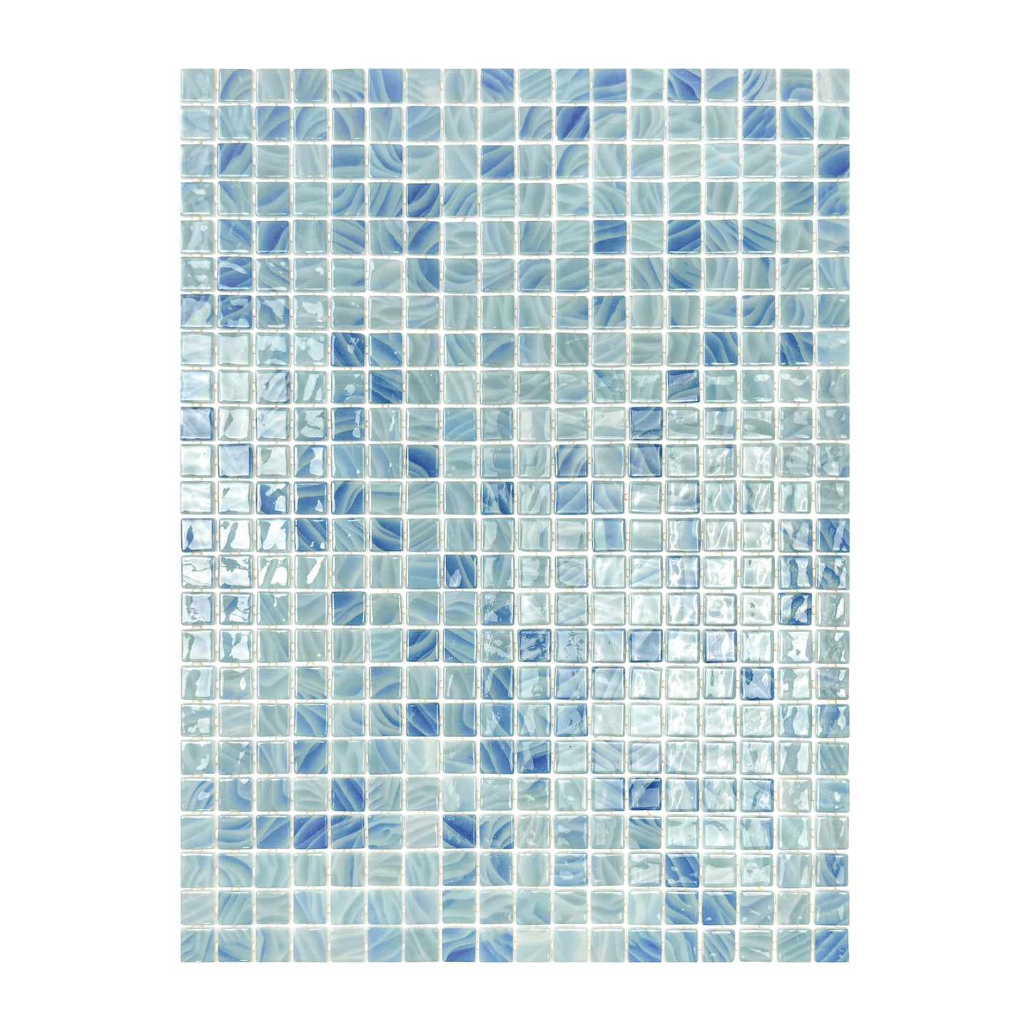 Spanish Mosaic Series Powder Blue & Teal Blue Mixed Recycled Glass Mosaic