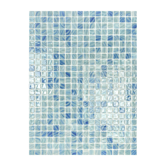 Spanish Mosaic Series Powder Blue & Teal Blue Mixed Recycled Glass Mosaic