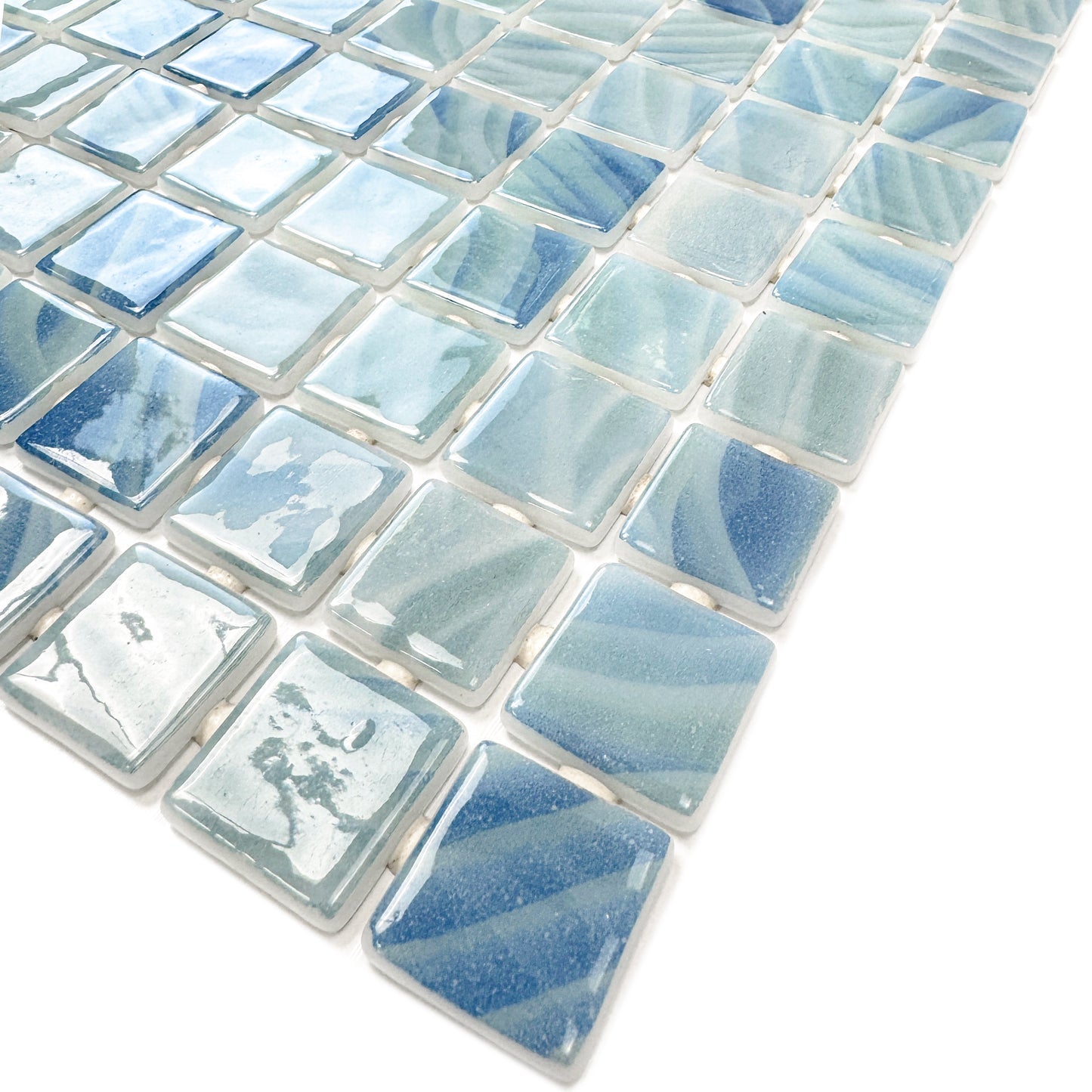 Spanish Mosaic Series Powder Blue & Teal Blue Mixed Recycled Glass Mosaic