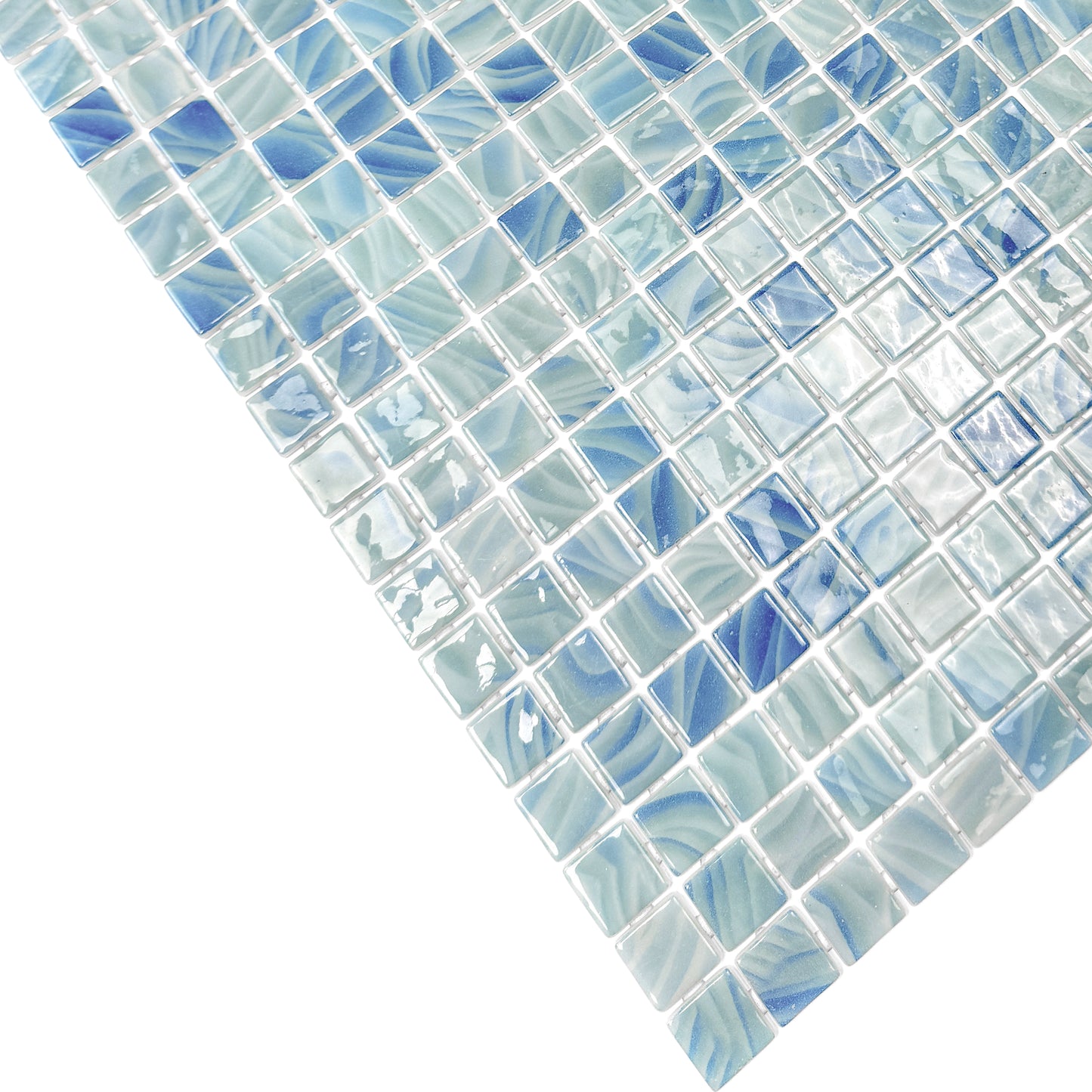 Spanish Mosaic Series Powder Blue & Teal Blue Mixed Recycled Glass Mosaic
