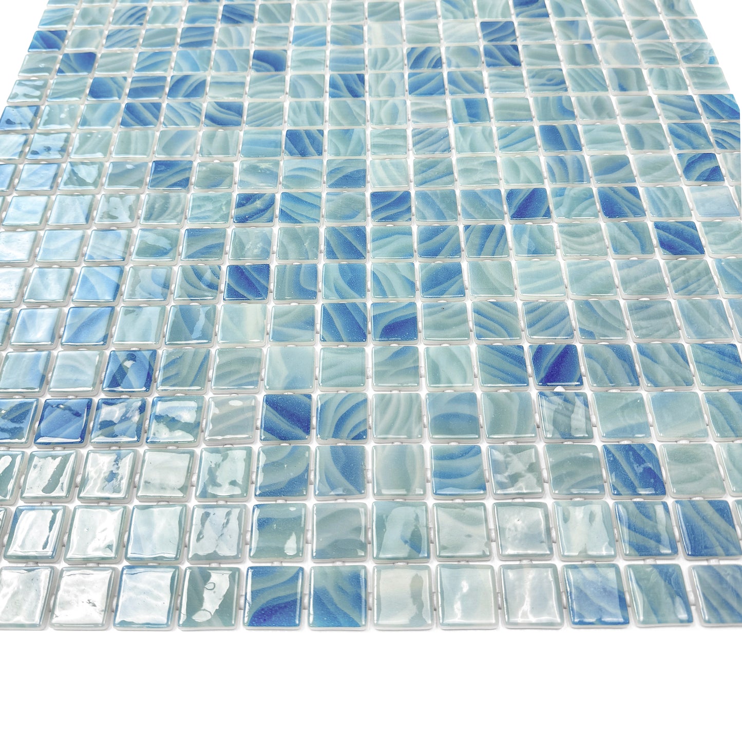 Spanish Mosaic Series Powder Blue & Teal Blue Mixed Recycled Glass Mosaic