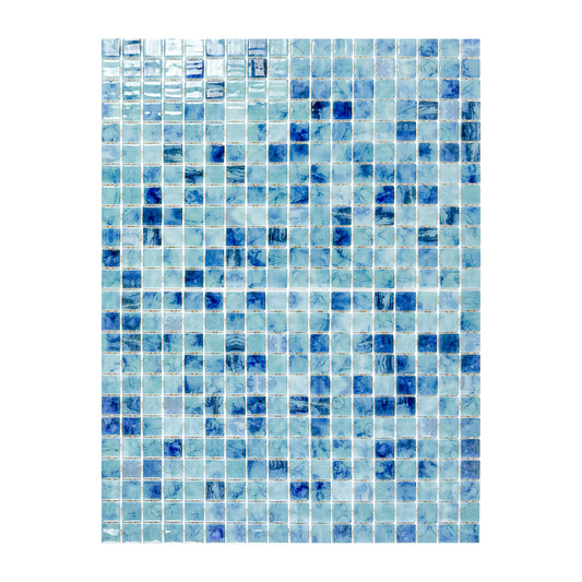 Spanish Mosaic Series Tiffany Blue & Sapphire Blue Mixed Recycled Glass Mosaic