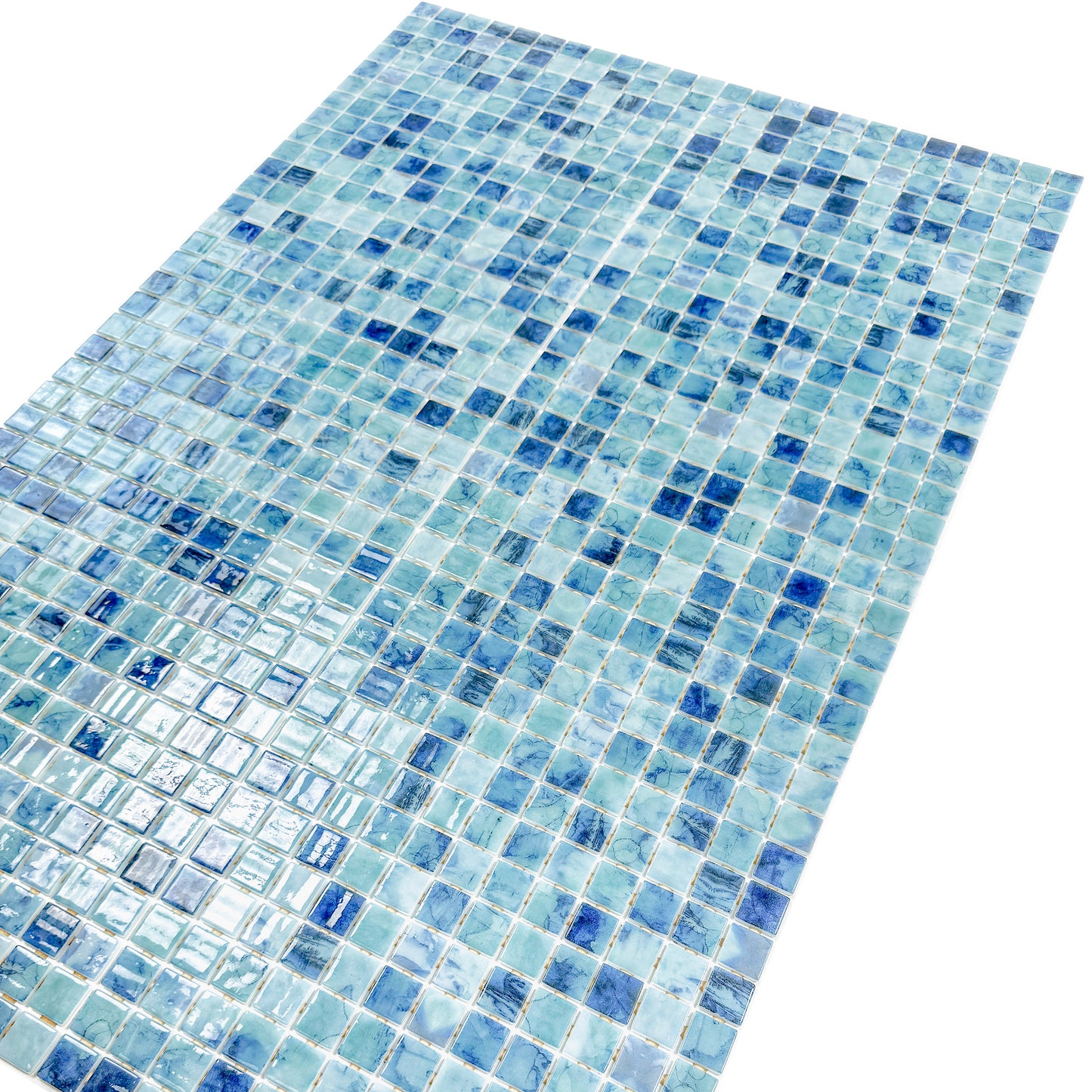 Spanish Mosaic Series Tiffany Blue & Sapphire Blue Mixed Recycled Glass Mosaic