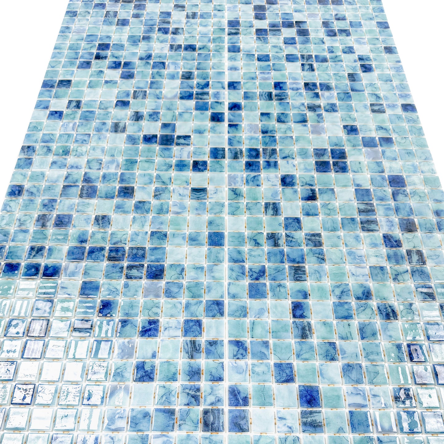 Spanish Mosaic Series Tiffany Blue & Sapphire Blue Mixed Recycled Glass Mosaic