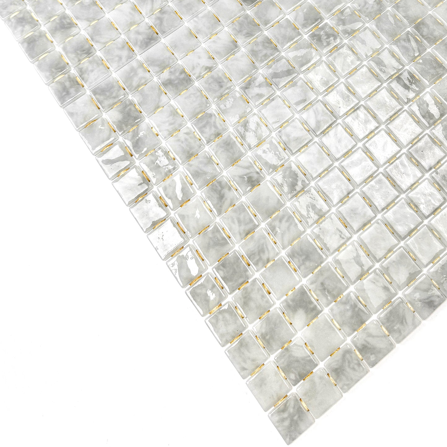 Spanish Mosaic Series White & Light Grey Mixed Recycled Glass Mosaic