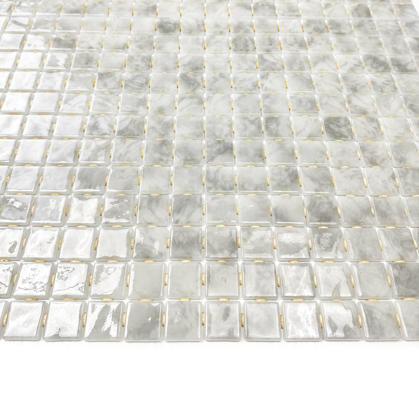 Spanish Mosaic Series White & Light Grey Mixed Recycled Glass Mosaic