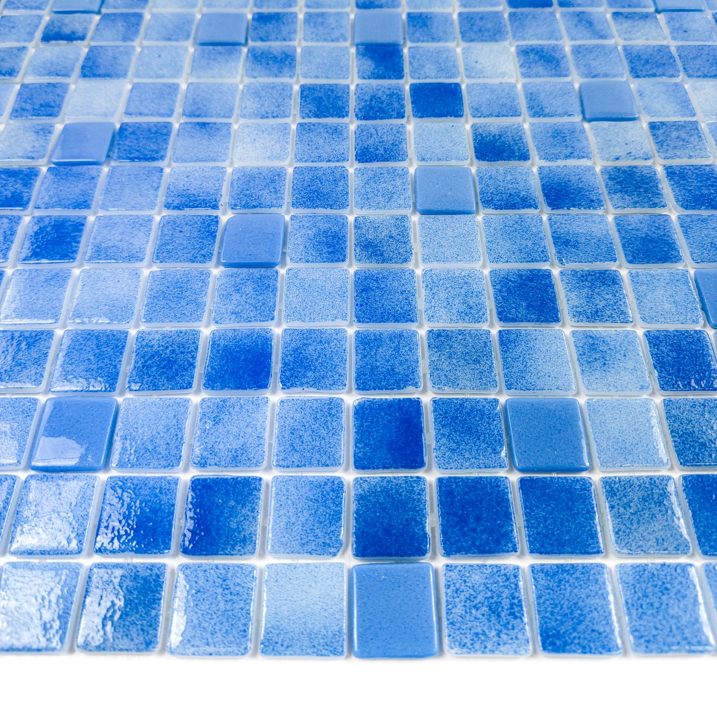 European Mosaic Series French Blue & Flourescent Blue Mixed Flourescent Glass Mosaic