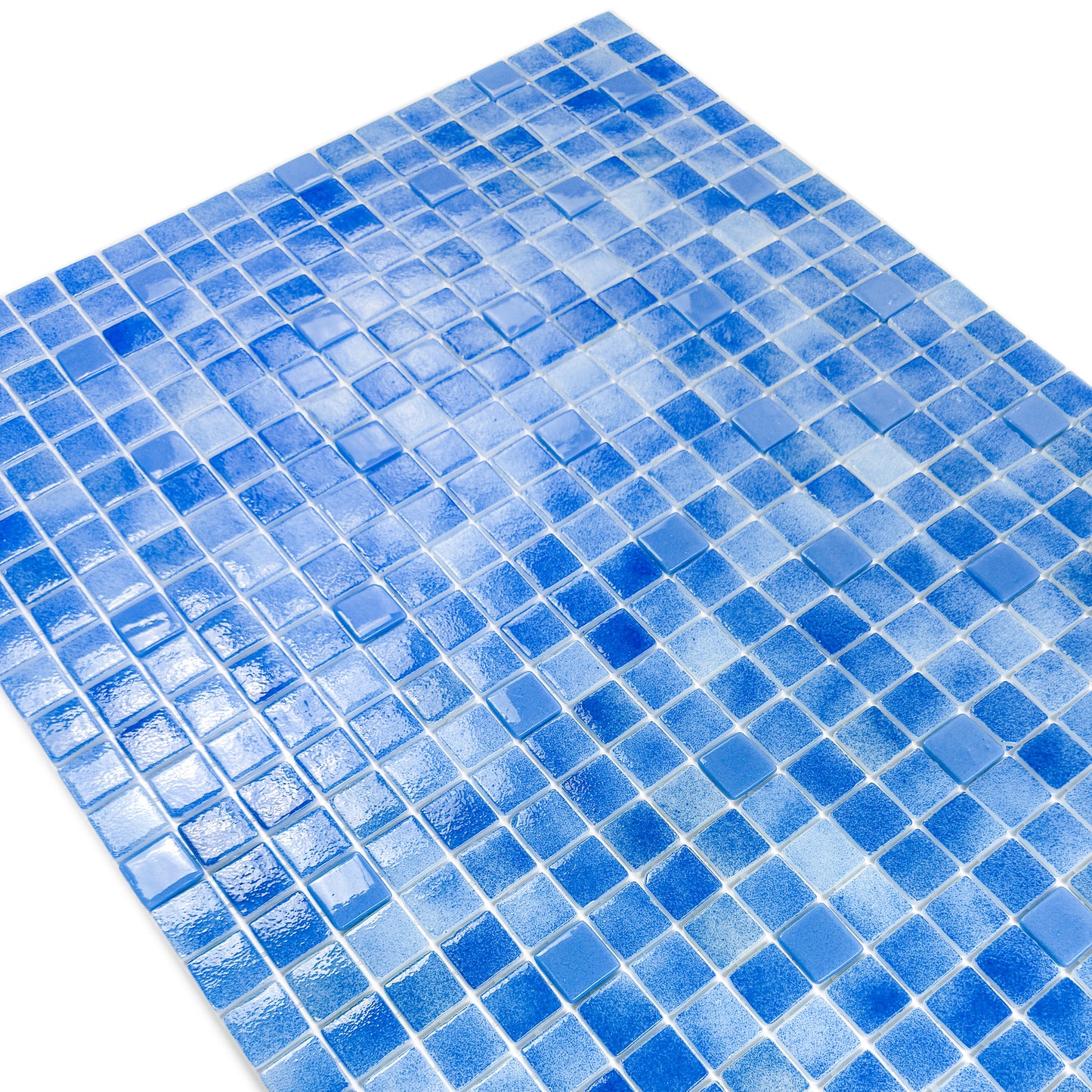 European Mosaic Series French Blue & Flourescent Blue Mixed Flourescent Glass Mosaic