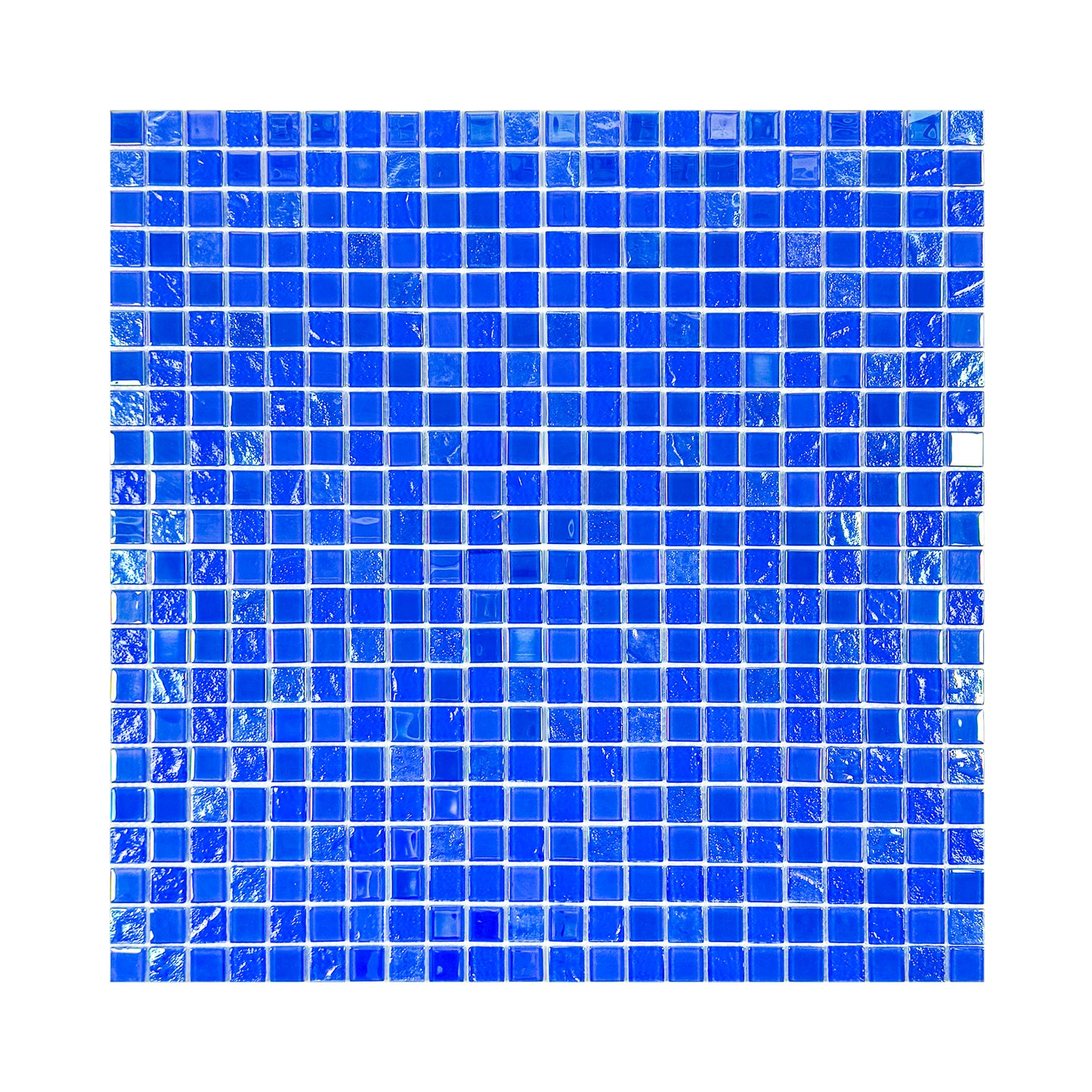 Crystal Cascade Collection Klein Blue Iridescent Mixed Wave Pattern Crystal Glass Mosaic