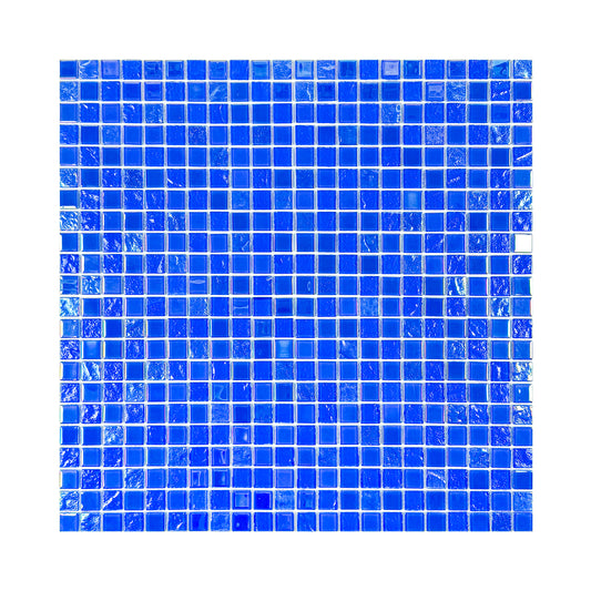 Crystal Cascade Collection Klein Blue Iridescent Mixed Wave Pattern Crystal Glass Mosaic