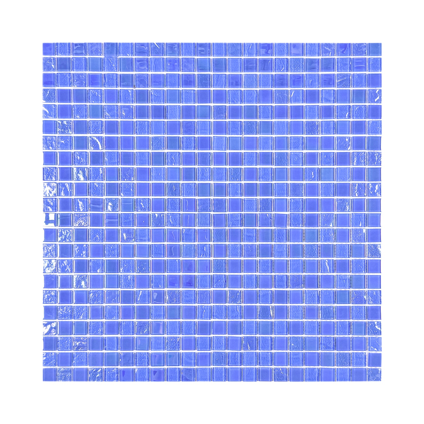 Crystal Cascade Collection French Blue Iridescent Mixed Wave Pattern Crystal Glass Mosaic