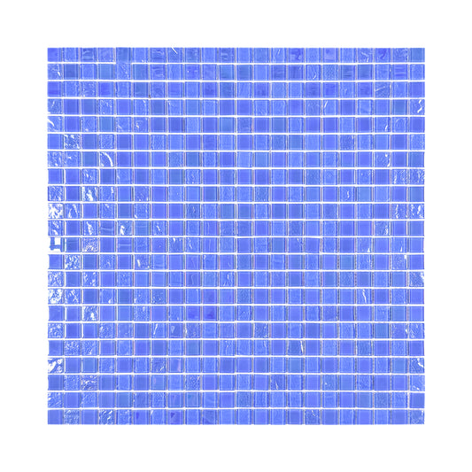 Crystal Cascade Collection French Blue Iridescent Mixed Wave Pattern Crystal Glass Mosaic