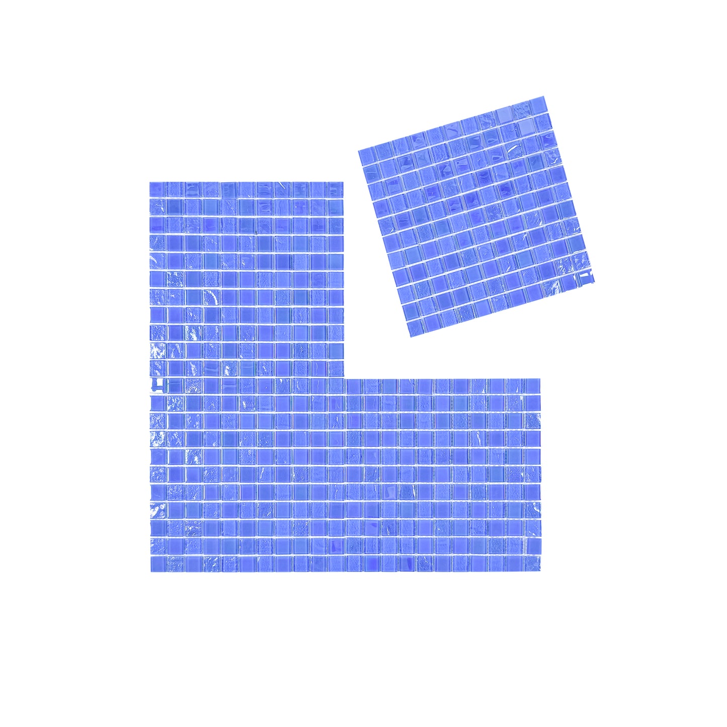 Crystal Cascade Collection French Blue Iridescent Mixed Wave Pattern Crystal Glass Mosaic