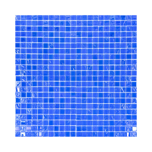 Crystal Cascade Collection French Blue & Oriental Blue Iridescent Mixed Wave Pattern Crystal Glass Mosaic