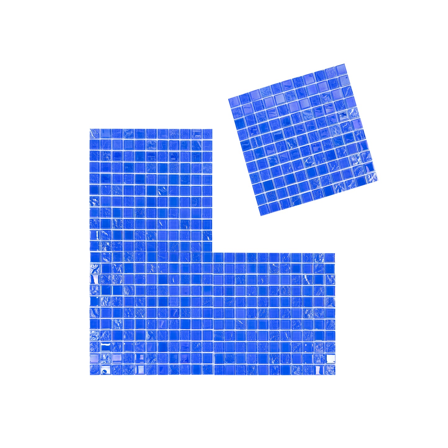 Crystal Cascade Collection French Blue & Oriental Blue Iridescent Mixed Wave Pattern Crystal Glass Mosaic