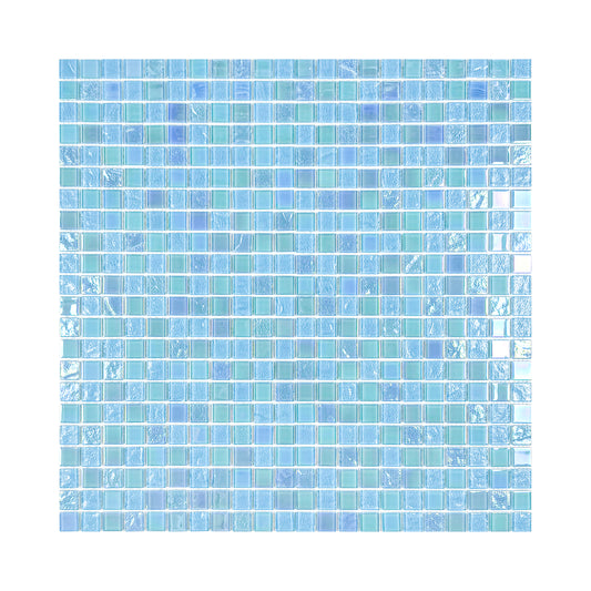 Crystal Cascade Collection Sky Blue & Nile Blue Iridescent Mixed Wave Pattern Crystal Glass Mosaic