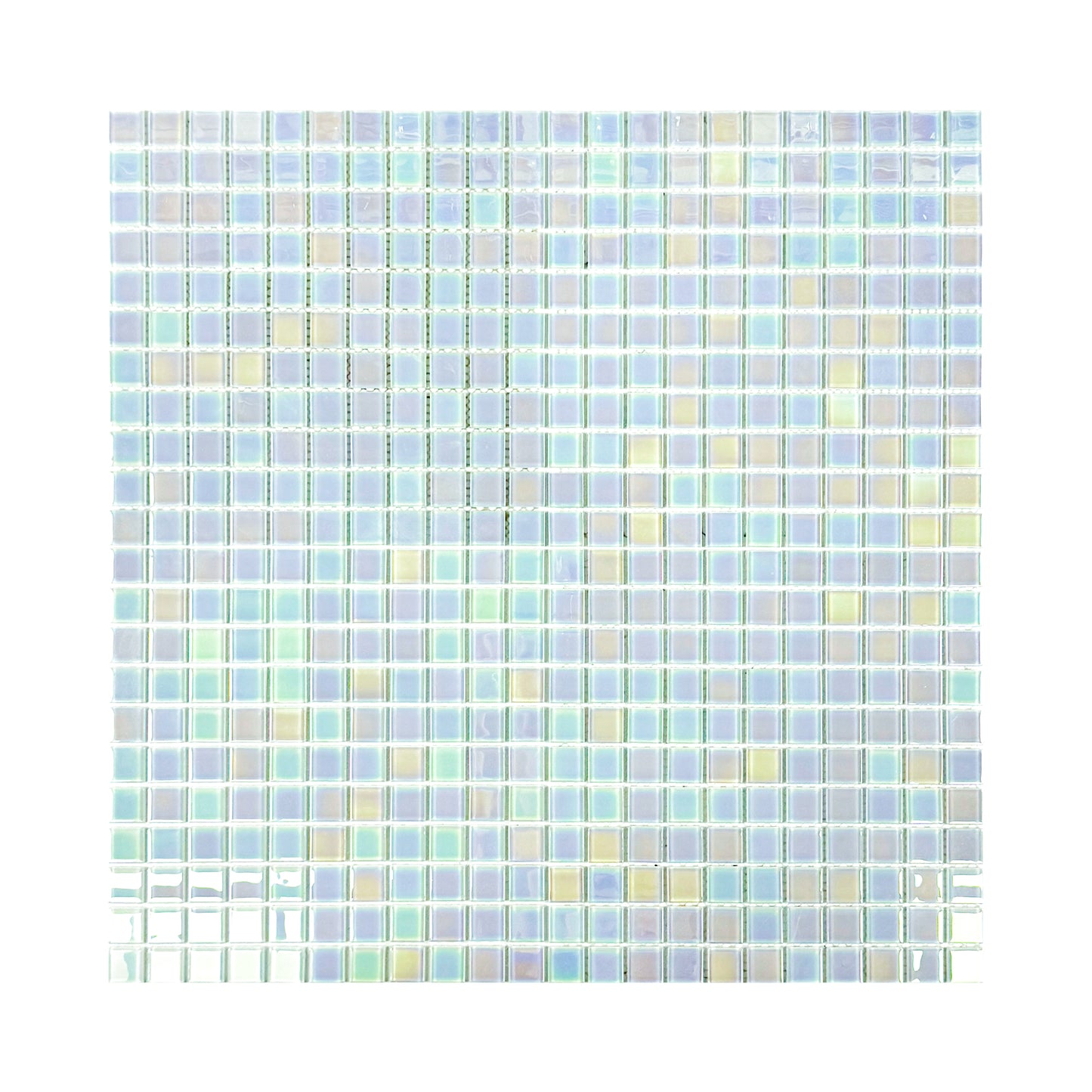 Crystal Cascade Collection Smoke Blue & White Iridescent Mixed Crystal Glass Mosaic