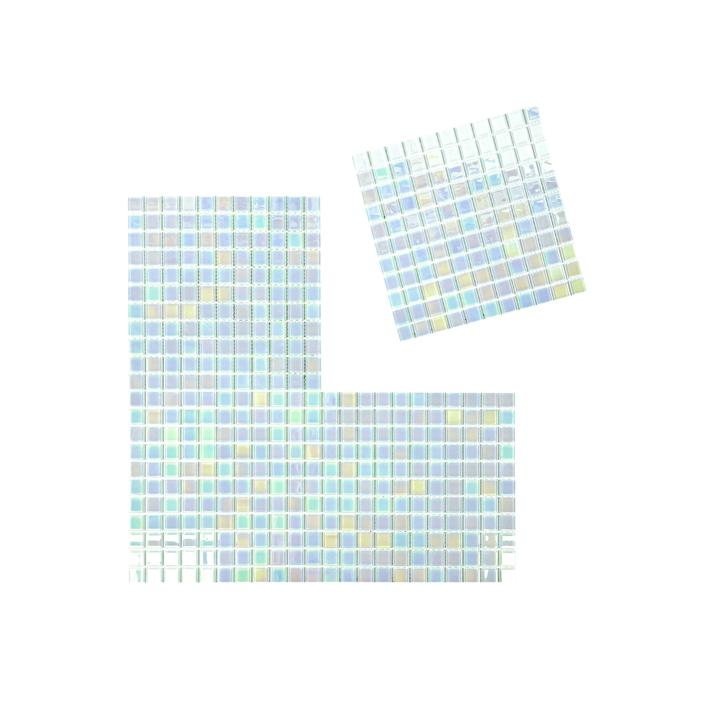 Crystal Cascade Collection Smoke Blue & White Iridescent Mixed Crystal Glass Mosaic