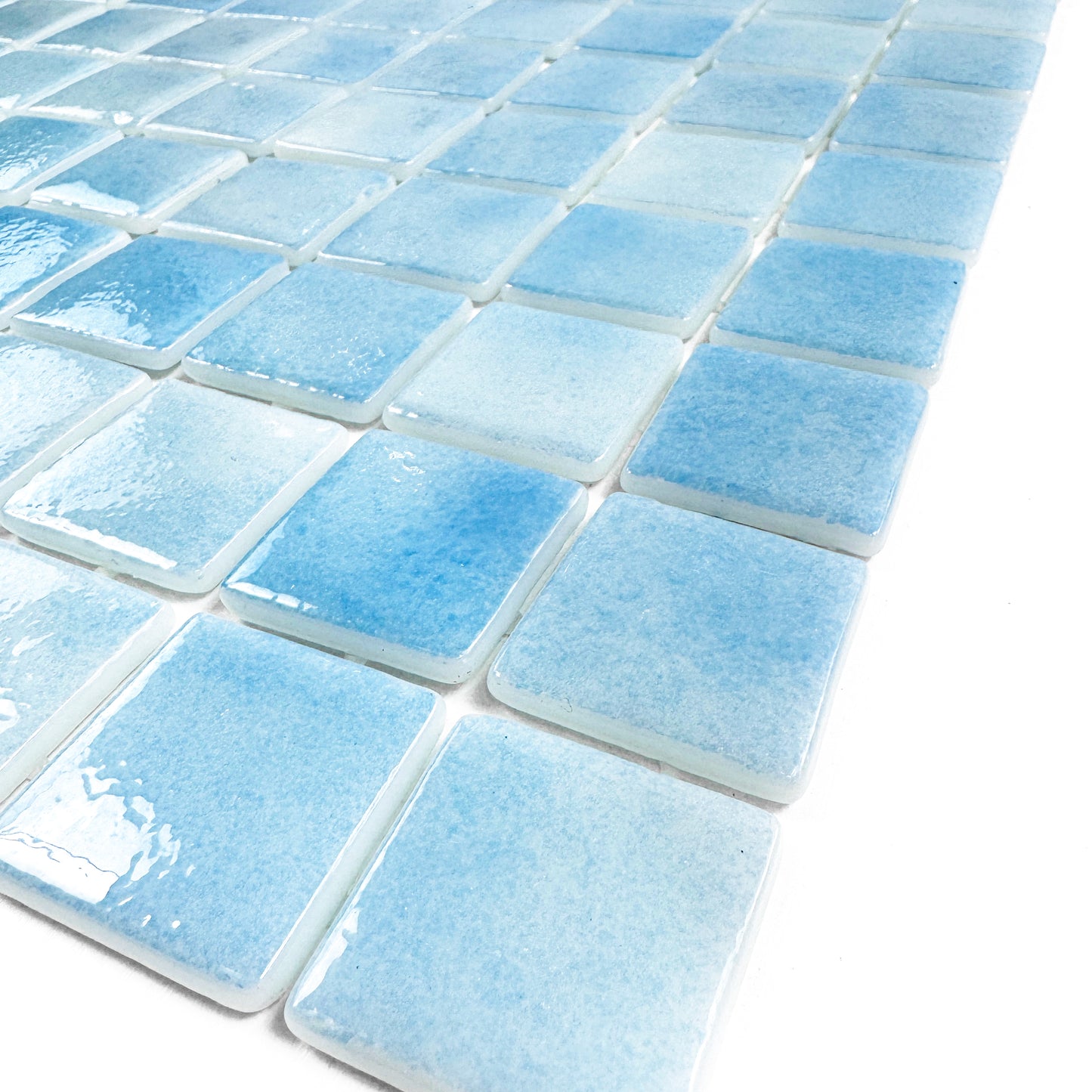 European Mosaic Series Powder Blue & Sky Blue Mixed Recycled  Glass Mosaic