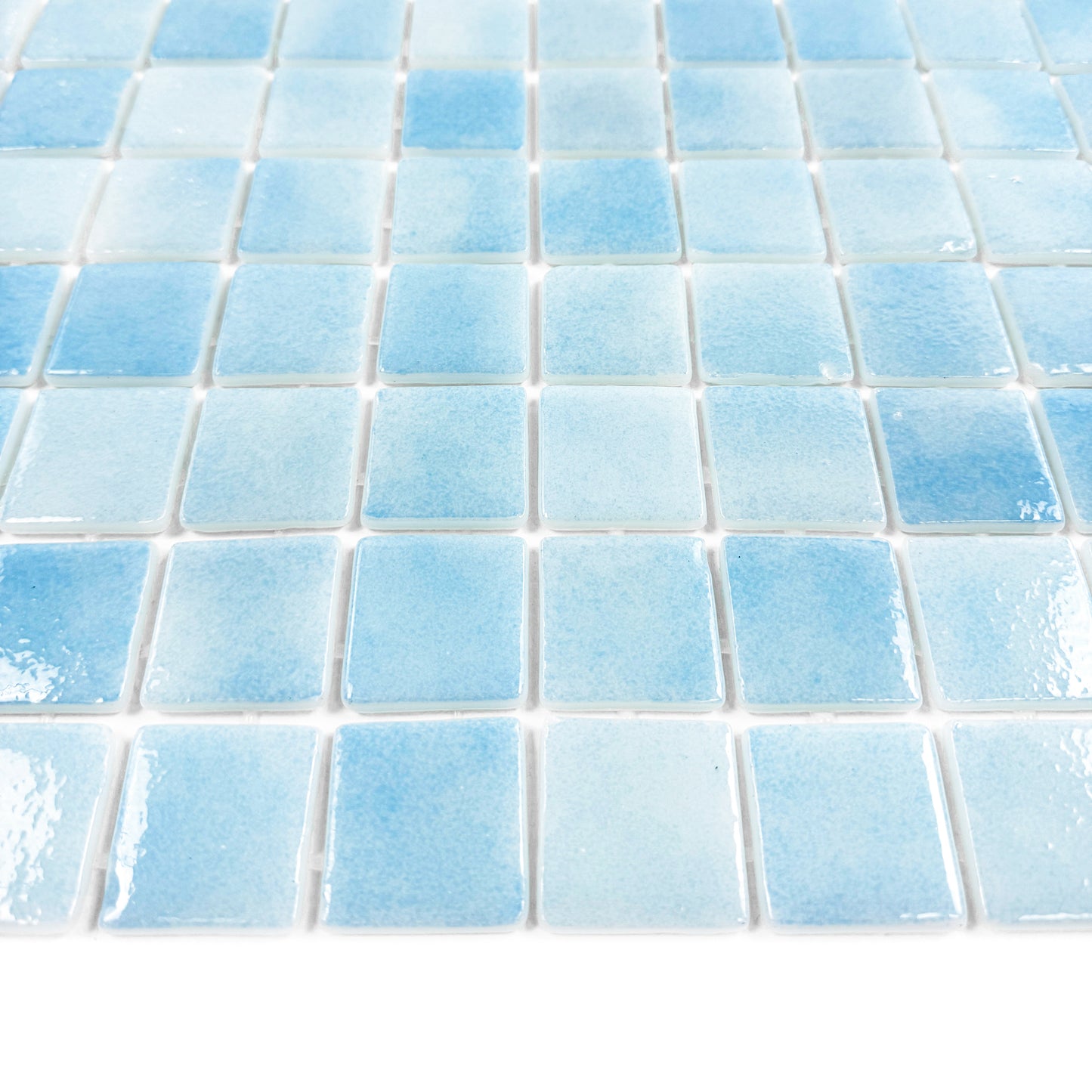 European Mosaic Series Powder Blue & Sky Blue Mixed Recycled  Glass Mosaic