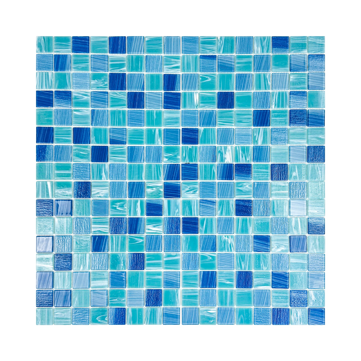 Noble Haven Sky Blue & French Blue Mixed Glass Mosaic Swimming Pool Tile