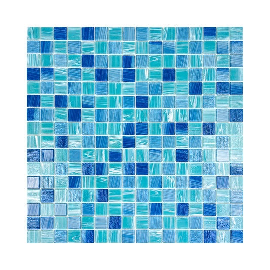 Noble Haven Sky Blue & French Blue Mixed Glass Mosaic Swimming Pool Tile