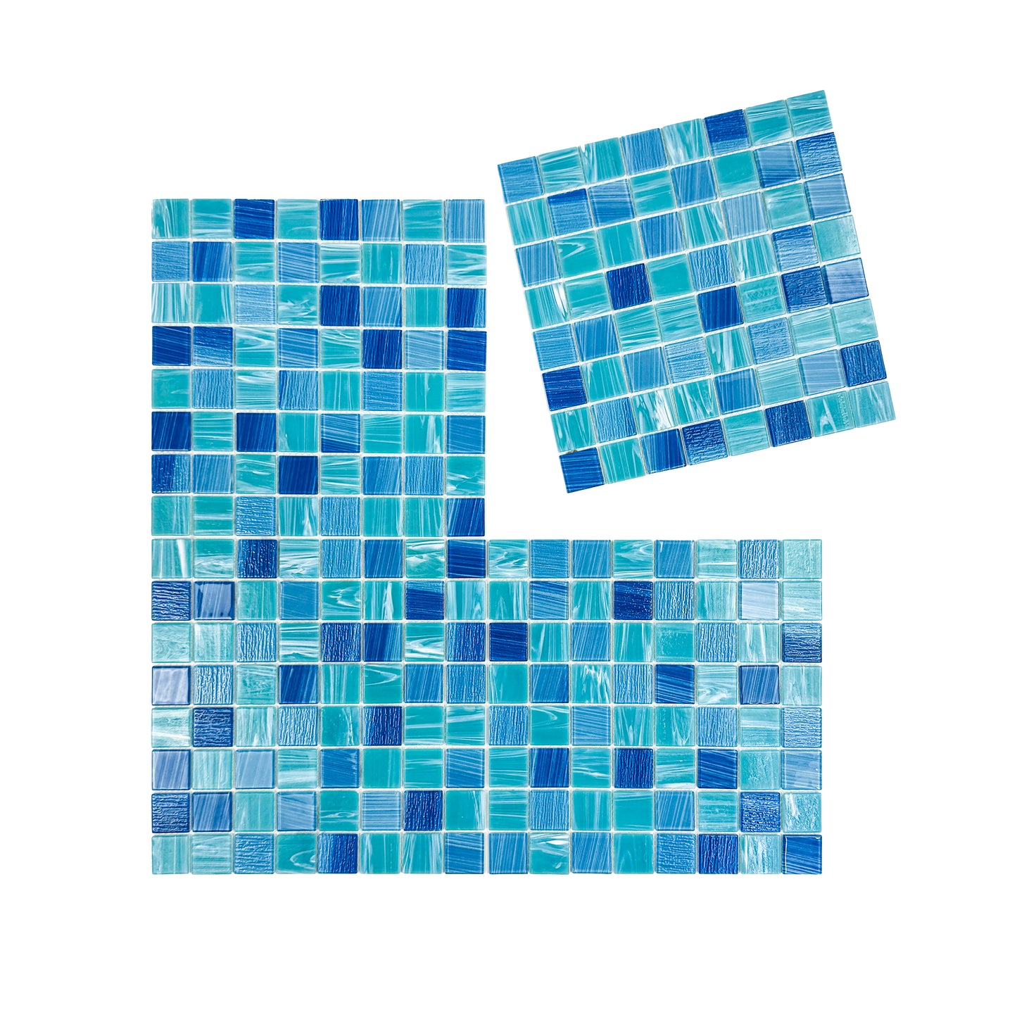 Noble Haven Sky Blue & French Blue Mixed Glass Mosaic Swimming Pool Tile