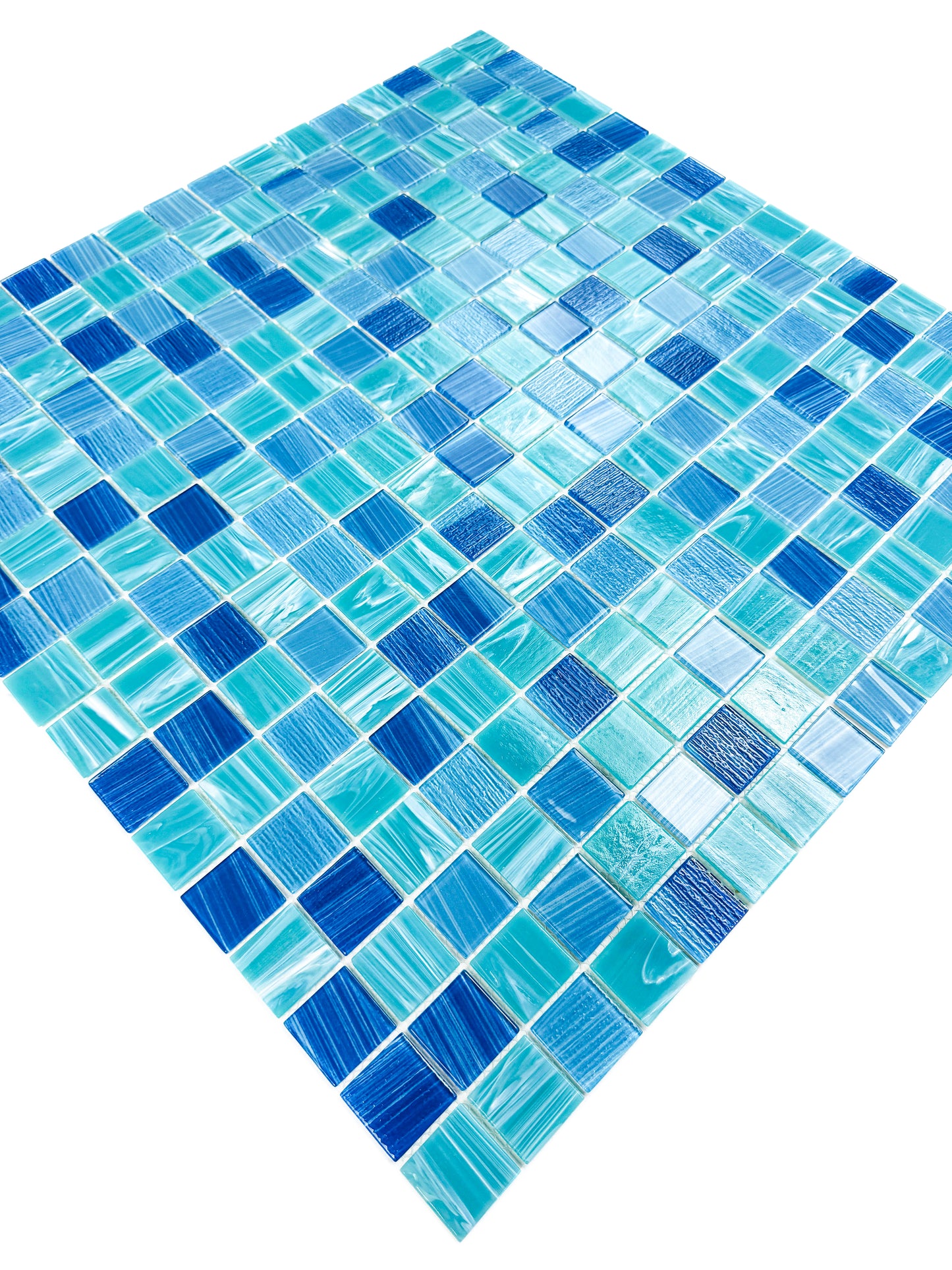 Noble Haven Sky Blue & French Blue Mixed Glass Mosaic Swimming Pool Tile