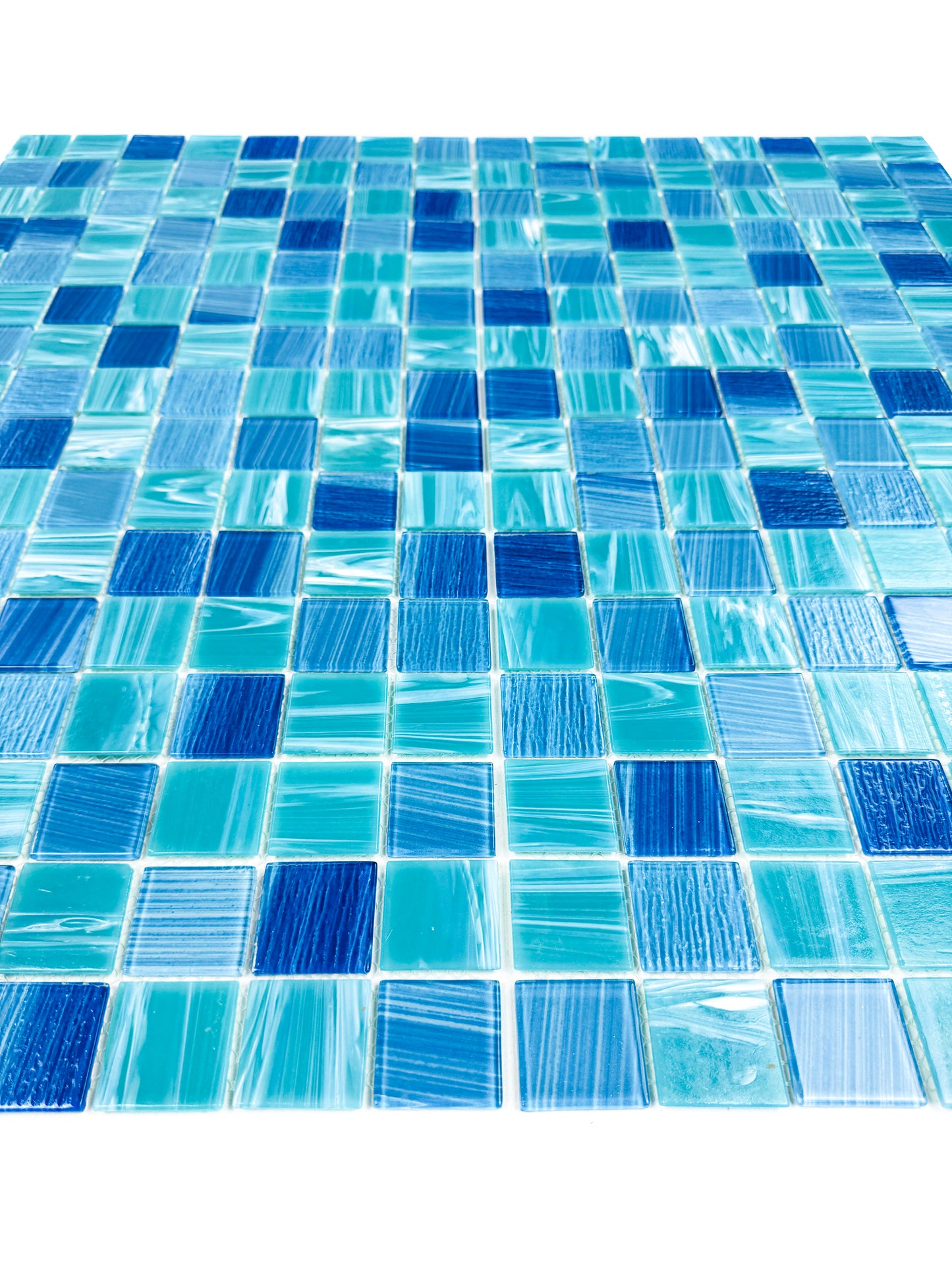 Noble Haven Sky Blue & French Blue Mixed Glass Mosaic Swimming Pool Tile