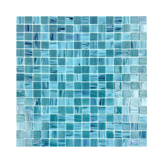 Noble Haven Teal Blue Glass Mosaic Swimming Pool Tile