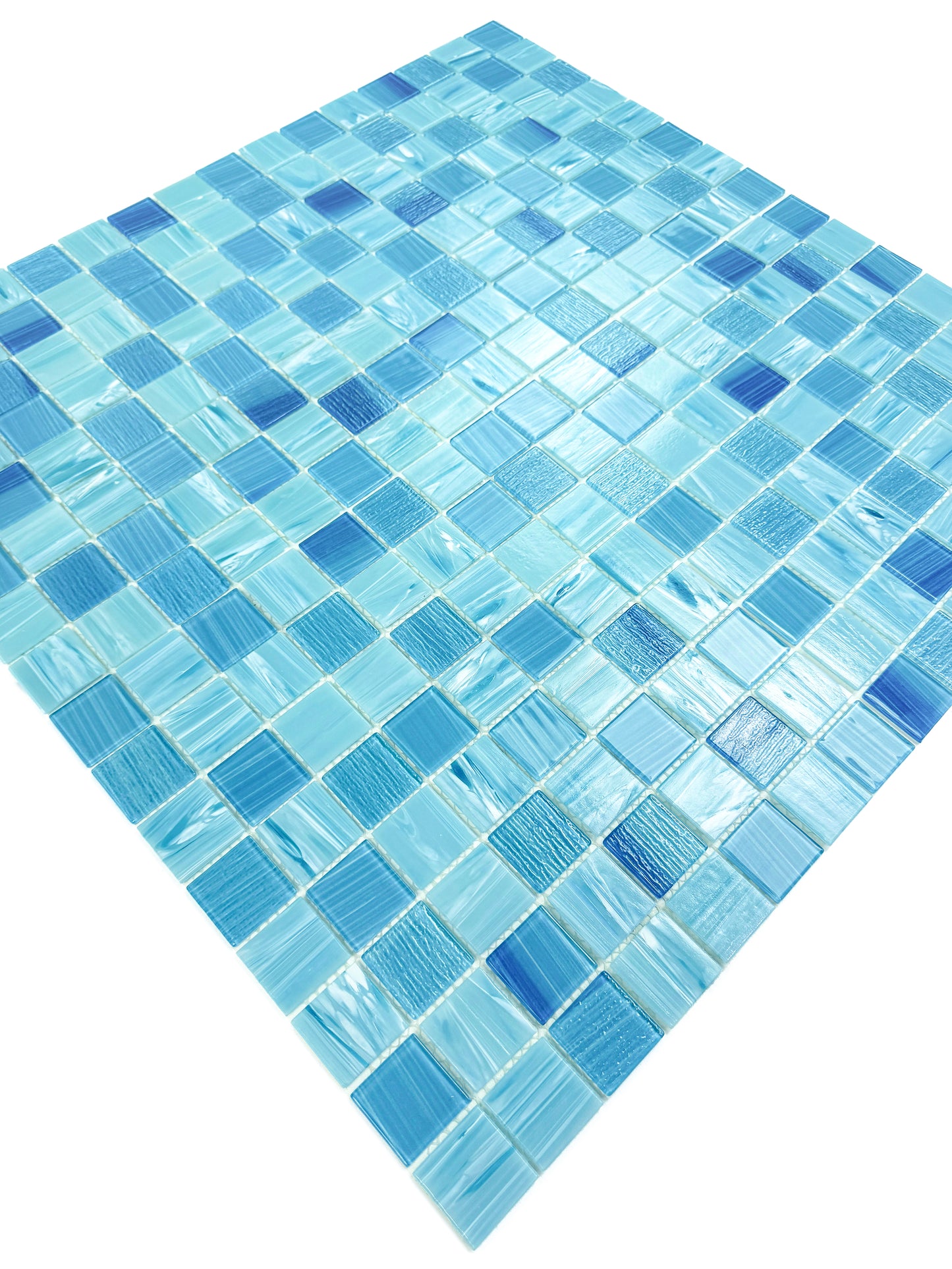 Noble Haven Tiffany Blue & French Blue Glass Mosaic Swimming Pool Tile