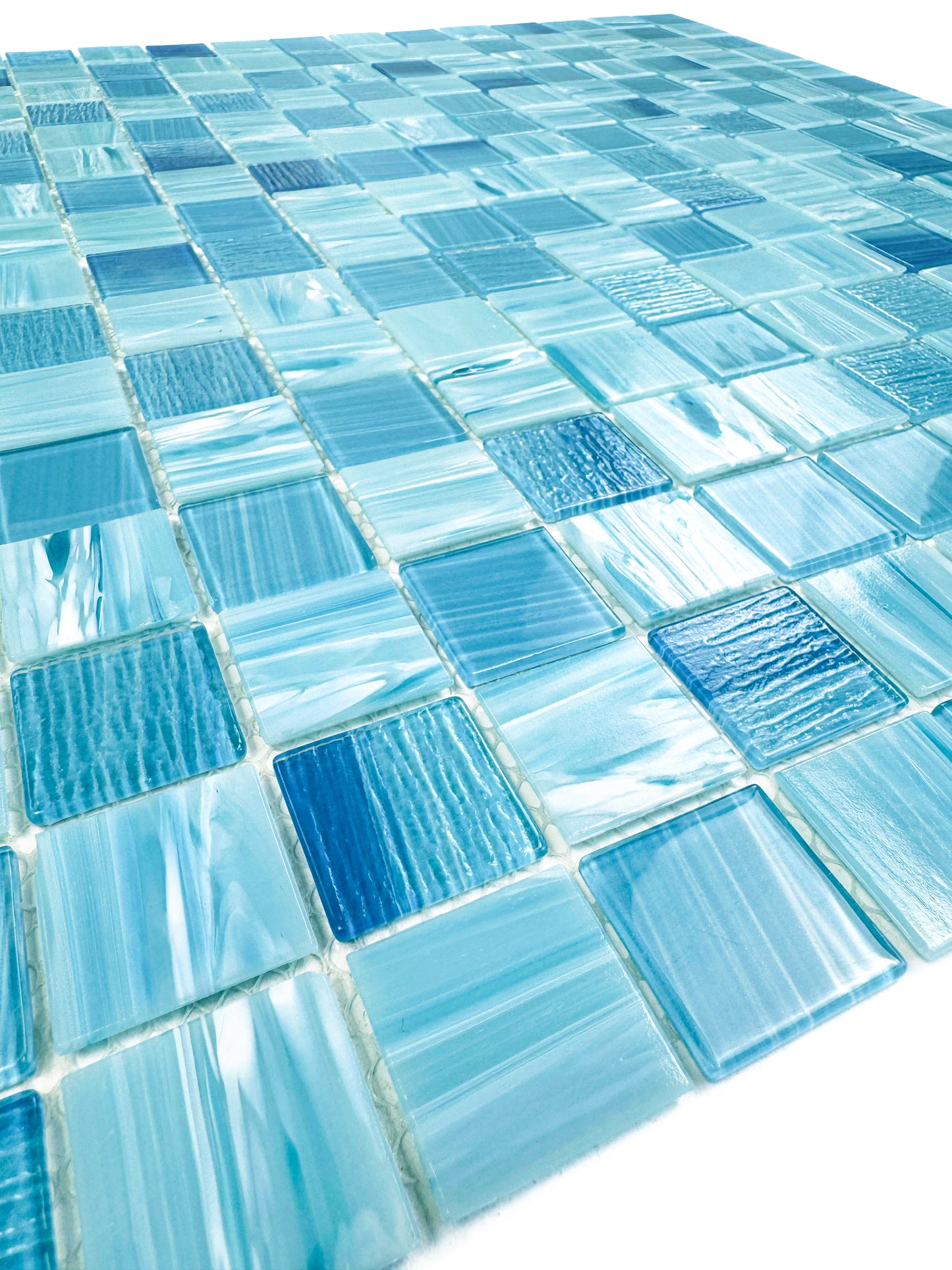 Noble Haven Tiffany Blue & French Blue Glass Mosaic Swimming Pool Tile