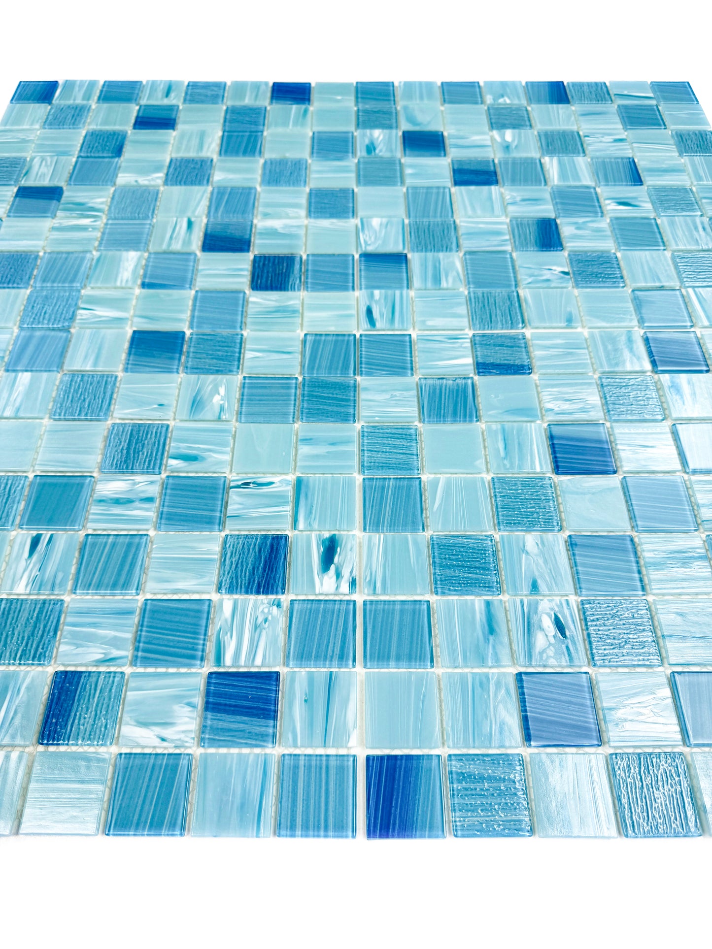 Noble Haven Tiffany Blue & French Blue Glass Mosaic Swimming Pool Tile